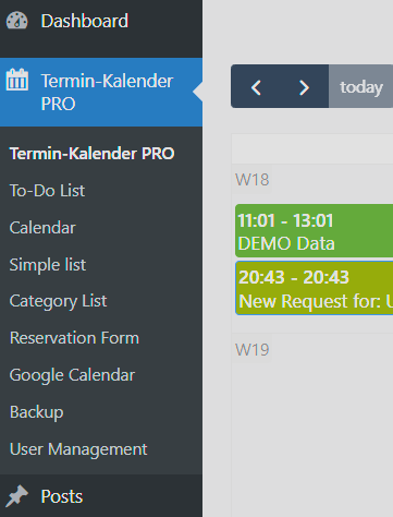 Termin-Kalender PRO dashboard– start organizing in minutes