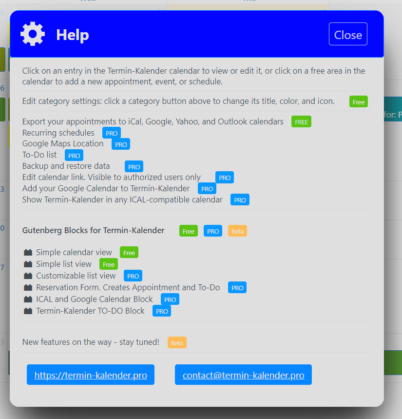 Help & Info panel – instant tips and documentation