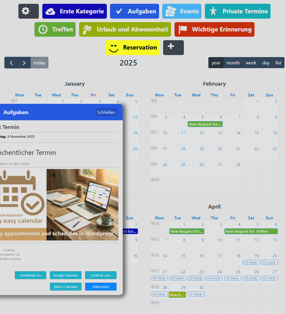 Yearly overview – view all your schedules at a glance