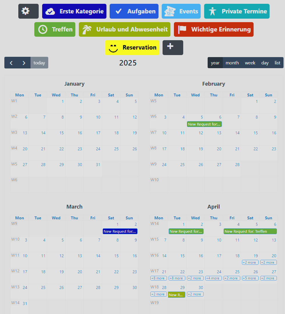 Yearly overview – view all your schedules at a glance