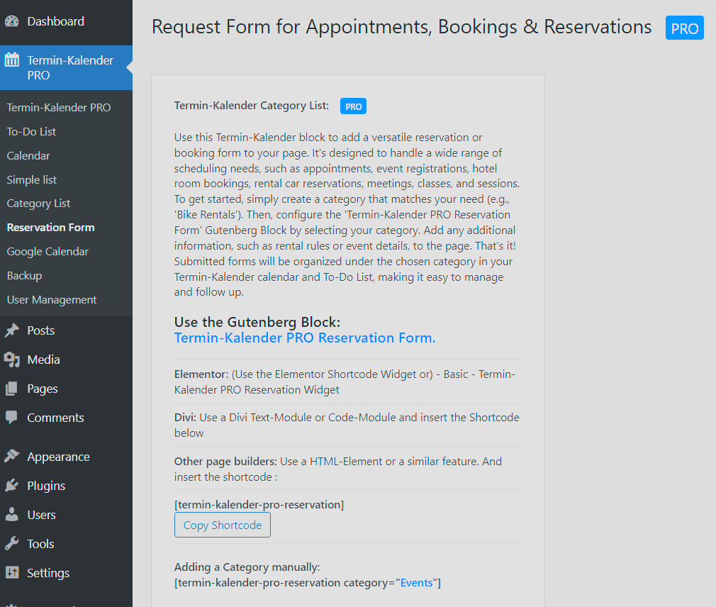 PRO Gutenberg Block: custom form for requests, reservations & bookings