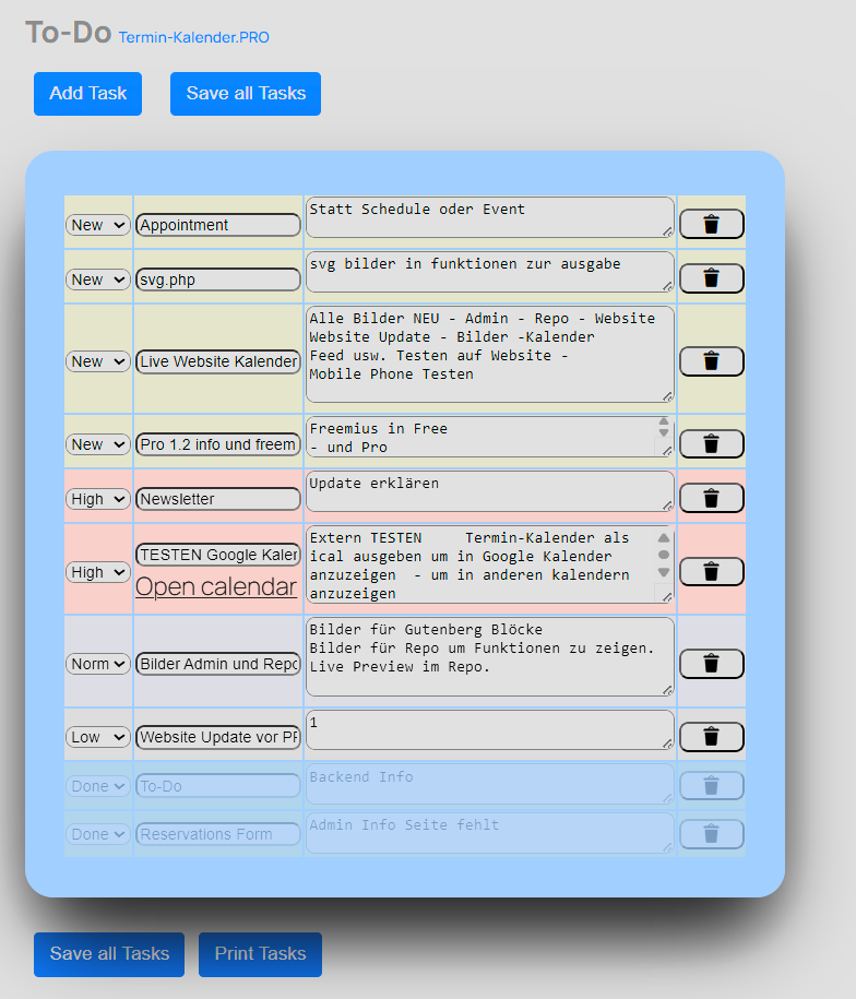 PRO Website To-Do List – manage tasks from the front-end