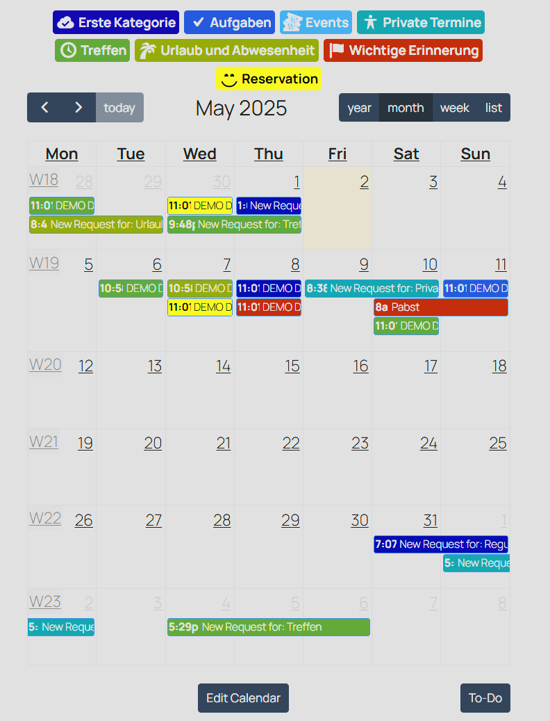 Website Calendar – display your schedule to visitors
