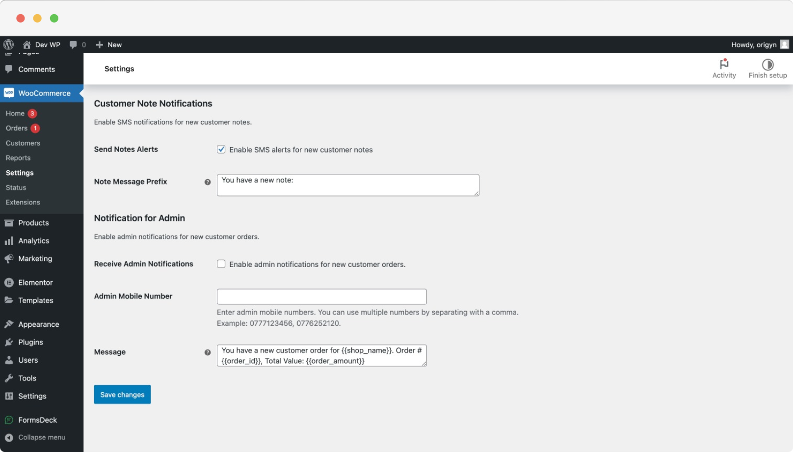 Notifications for Admin