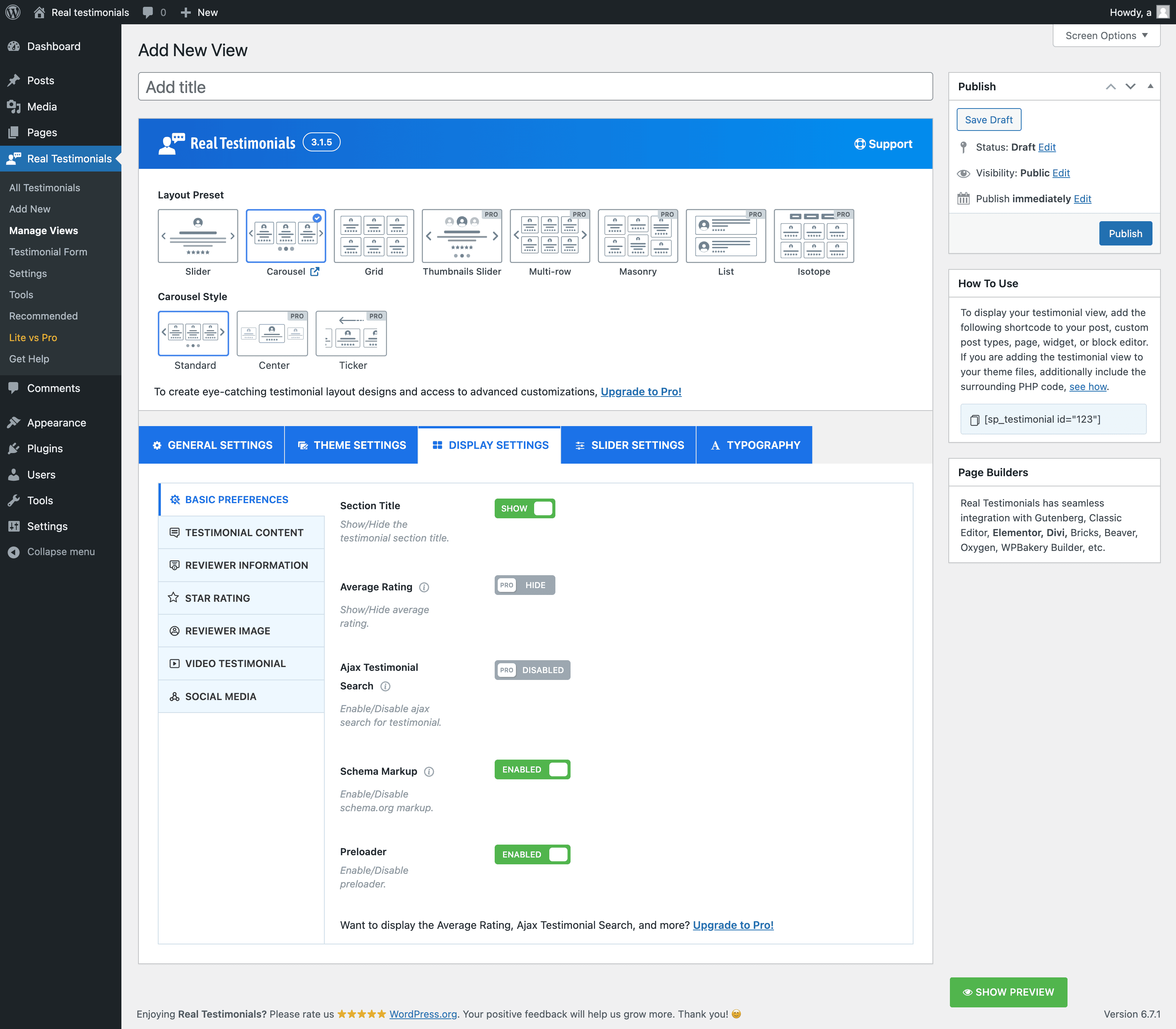 Testimonial Carousel