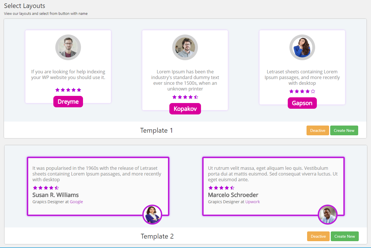 Testimonial or Reviews Template Demo
