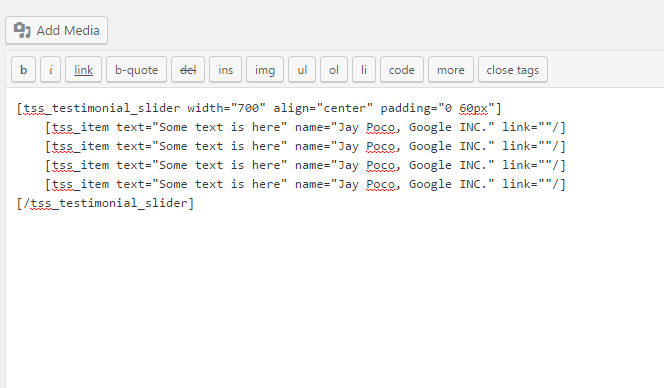 Shortcode Example