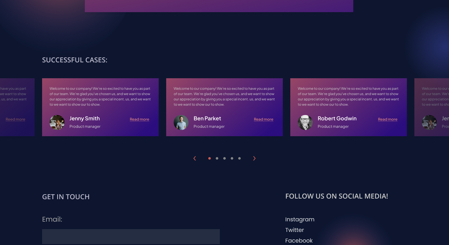 Front-end design of testimonials with blog