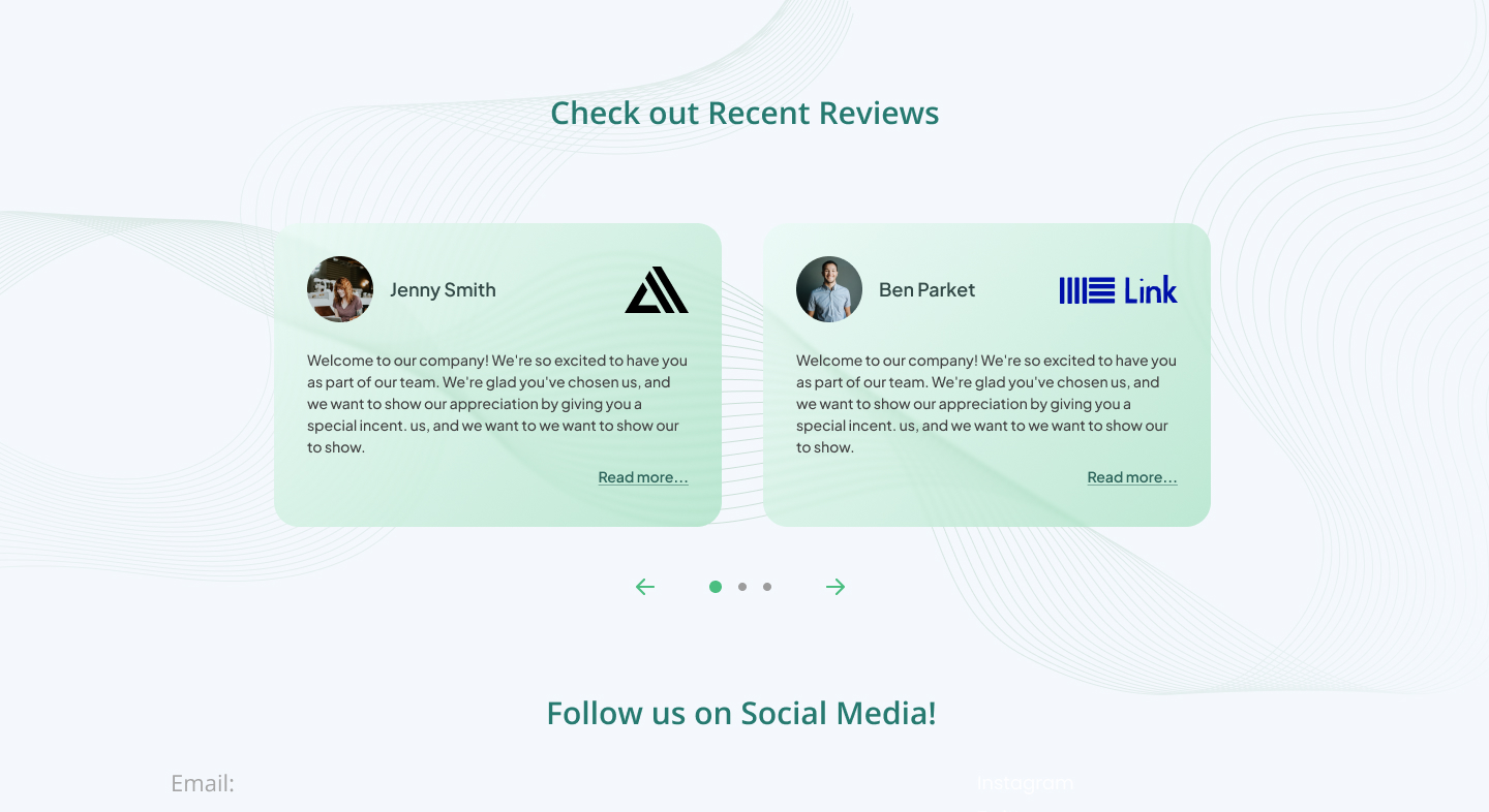 Front-end design of testimonials with gallery coverflow slider