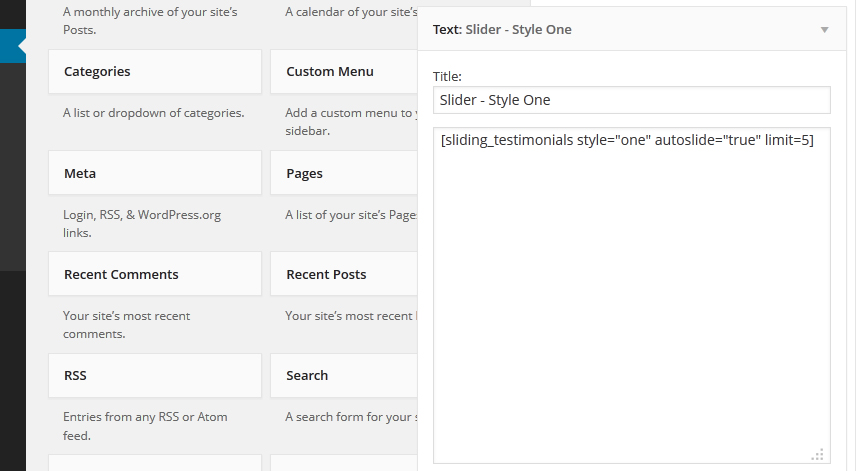 sliding testimonials at sidebar