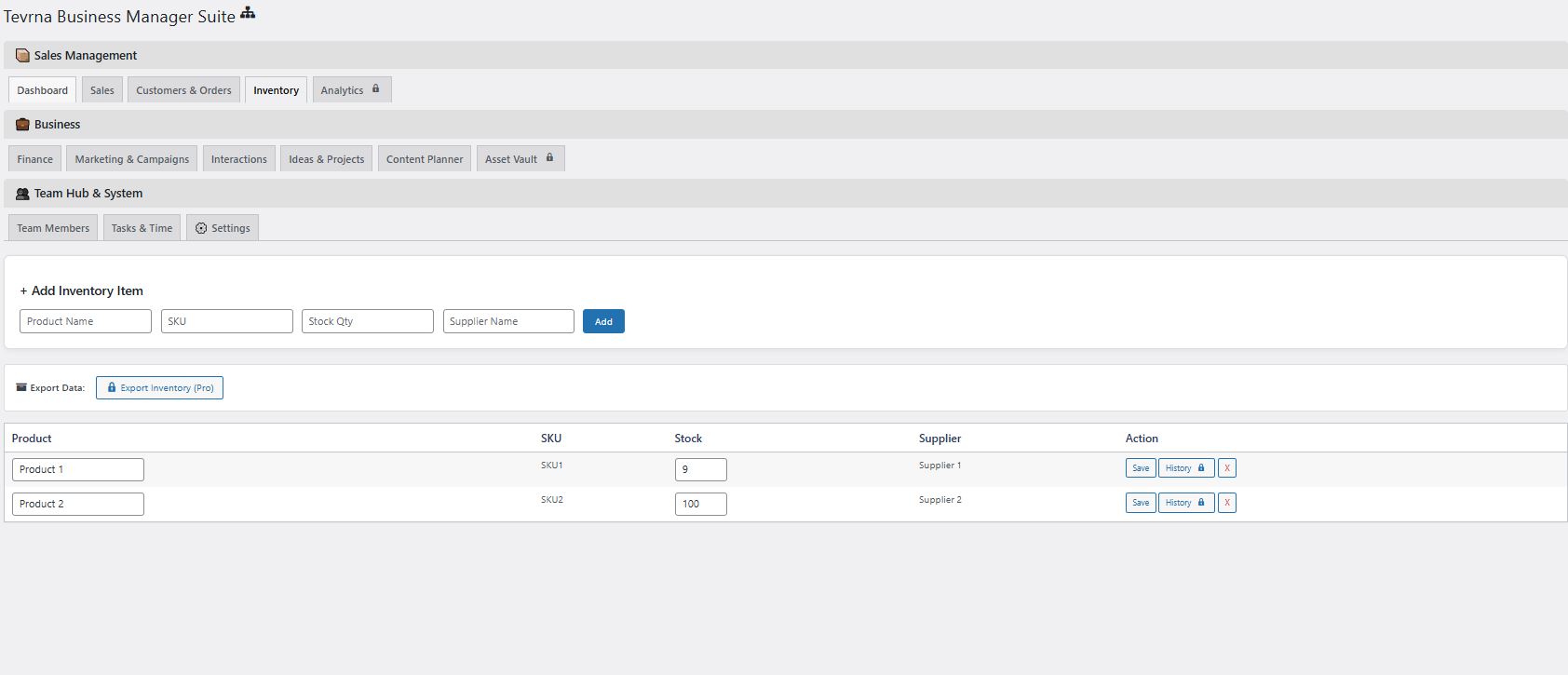 The Team & Tasks hub, where employees can leave comments and track time.