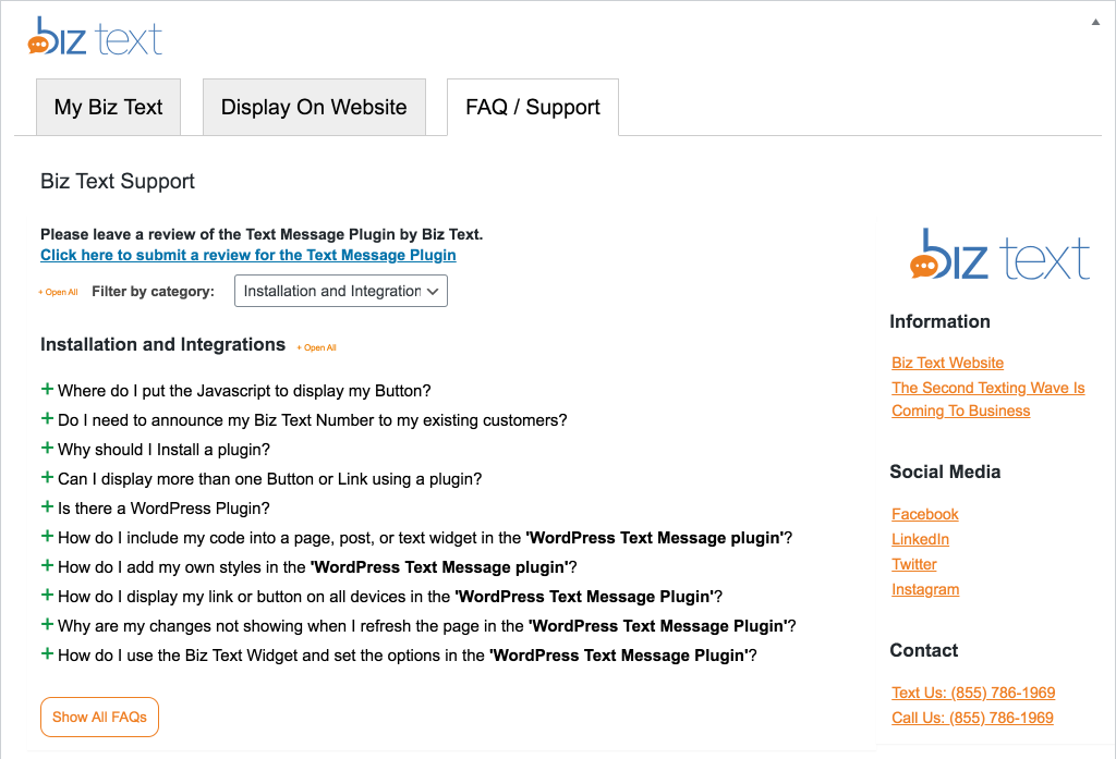 Displaying Your Biz Text Number - Show as a button and or link on your website screenshot-9.(png|jpg|jpeg|gif).