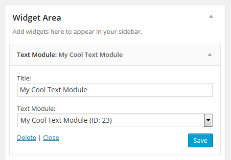 **Widget** - Use any text module in a Text Module widget.