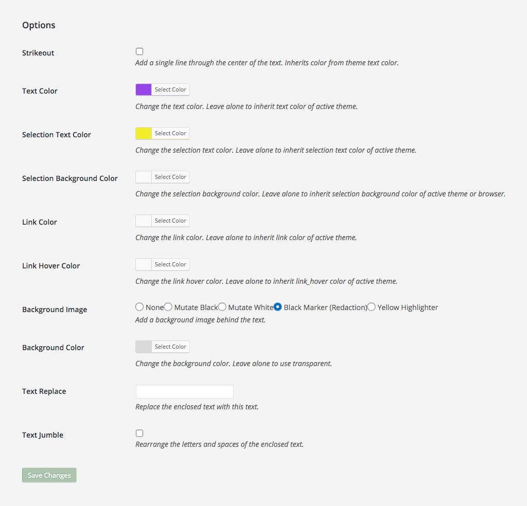 Settings Screen.