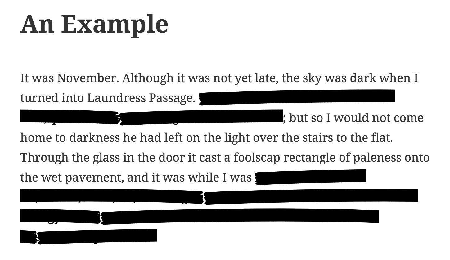 Result: Example of Redacted text with Jumble.