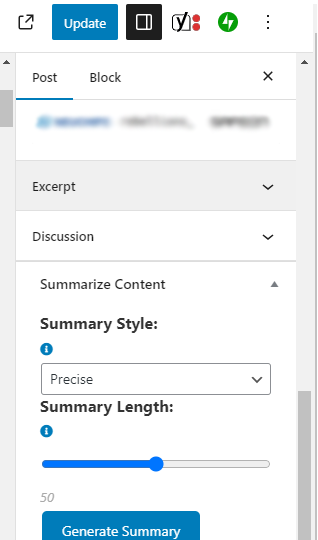 Summary Generation in Edit Post :-