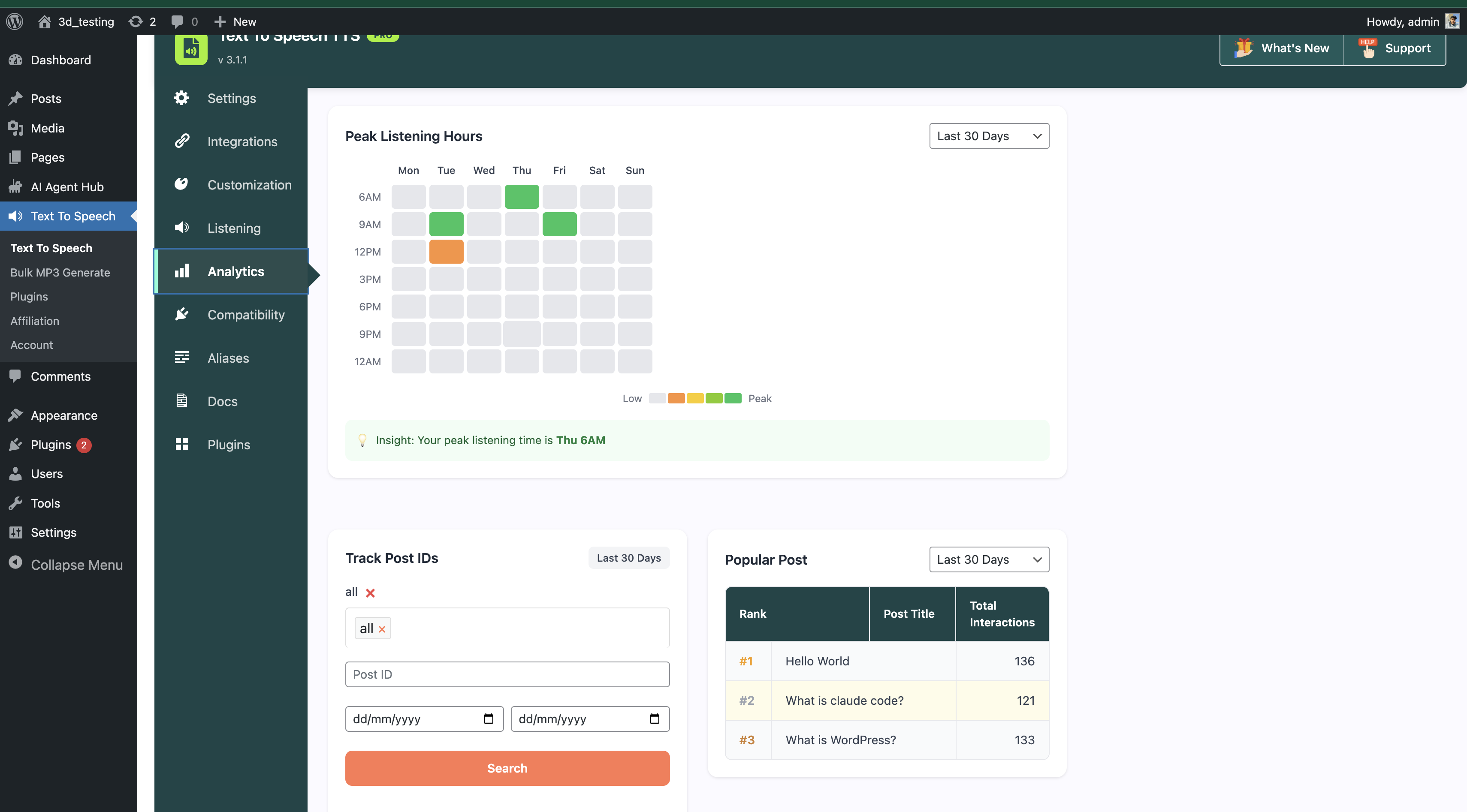 Player customization — colors, width, border radius, and margin settings.