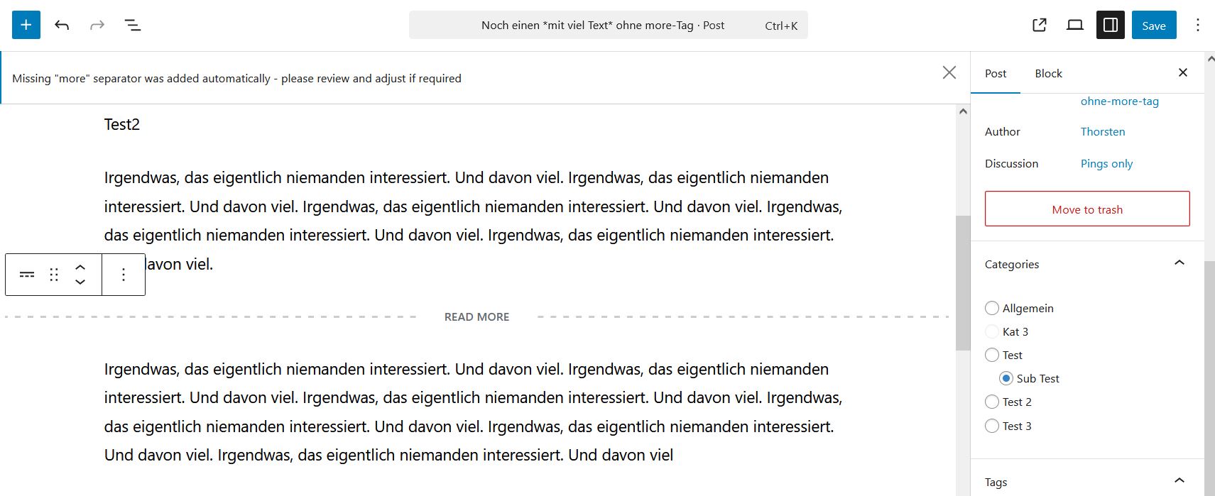 Enforced "read more" block in the Gutenberg / block editor