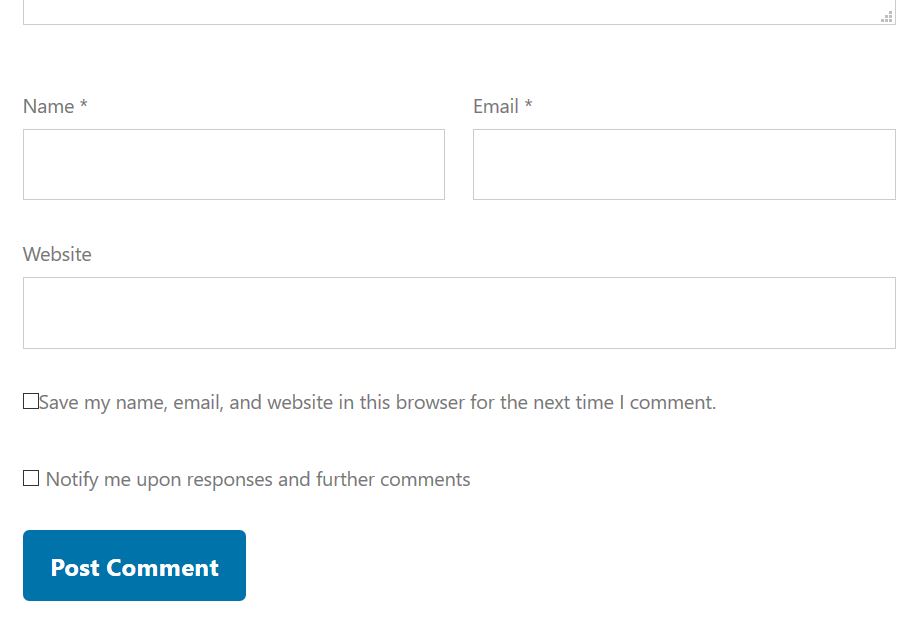 Option to receive notifications for responses and further comments, within comment form