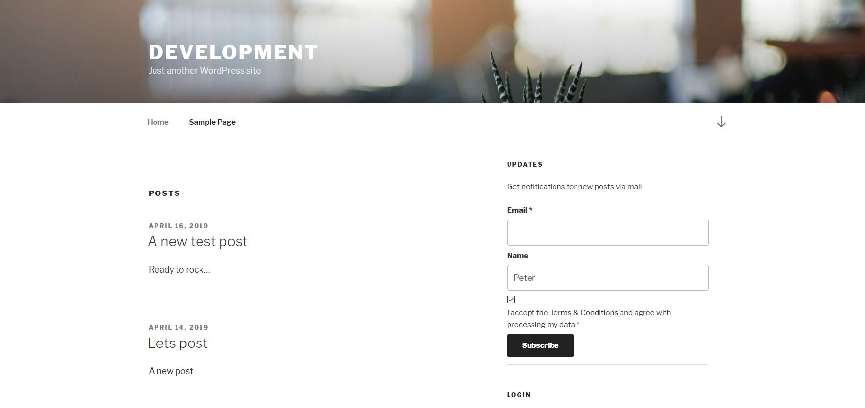 Widget on frontend, embedded in 2017 default theme (unregistered visitor, Pro extension)