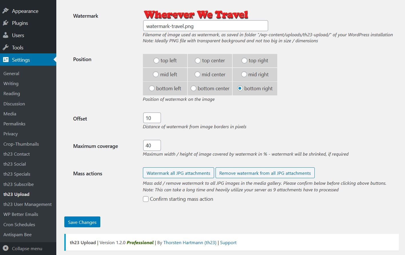 Watermark settings (part 1)