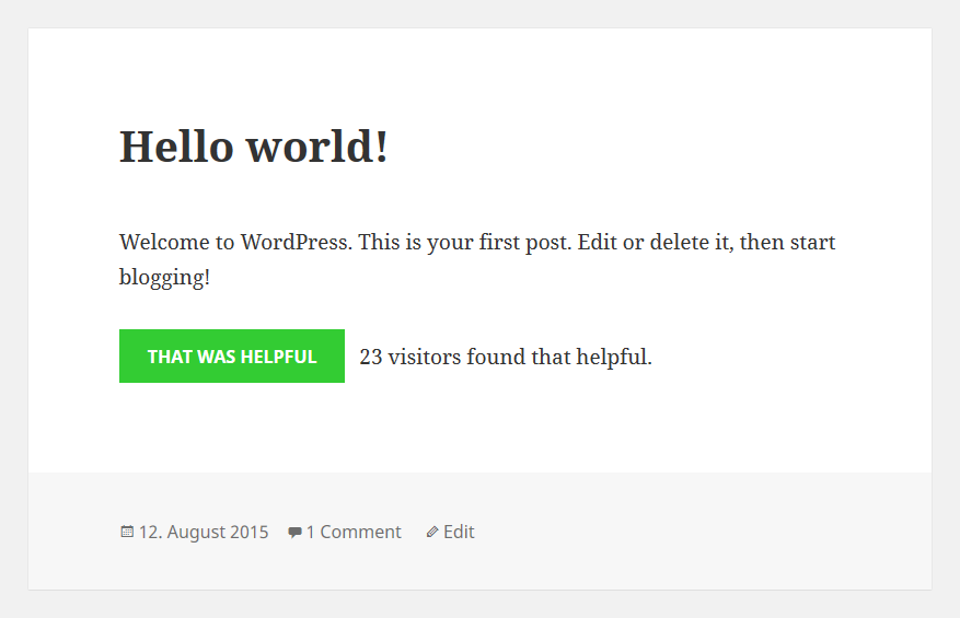 **Frontend** - Frontend view for a logged-in user who marked the according post helpful.