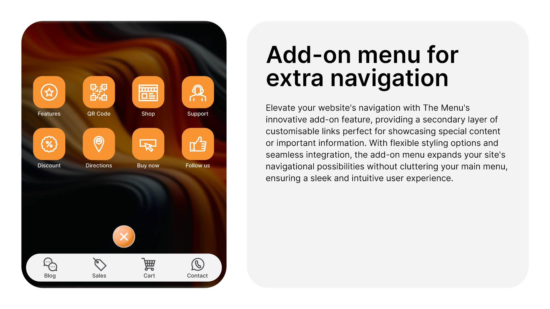 Add-on menu for extra navigation items