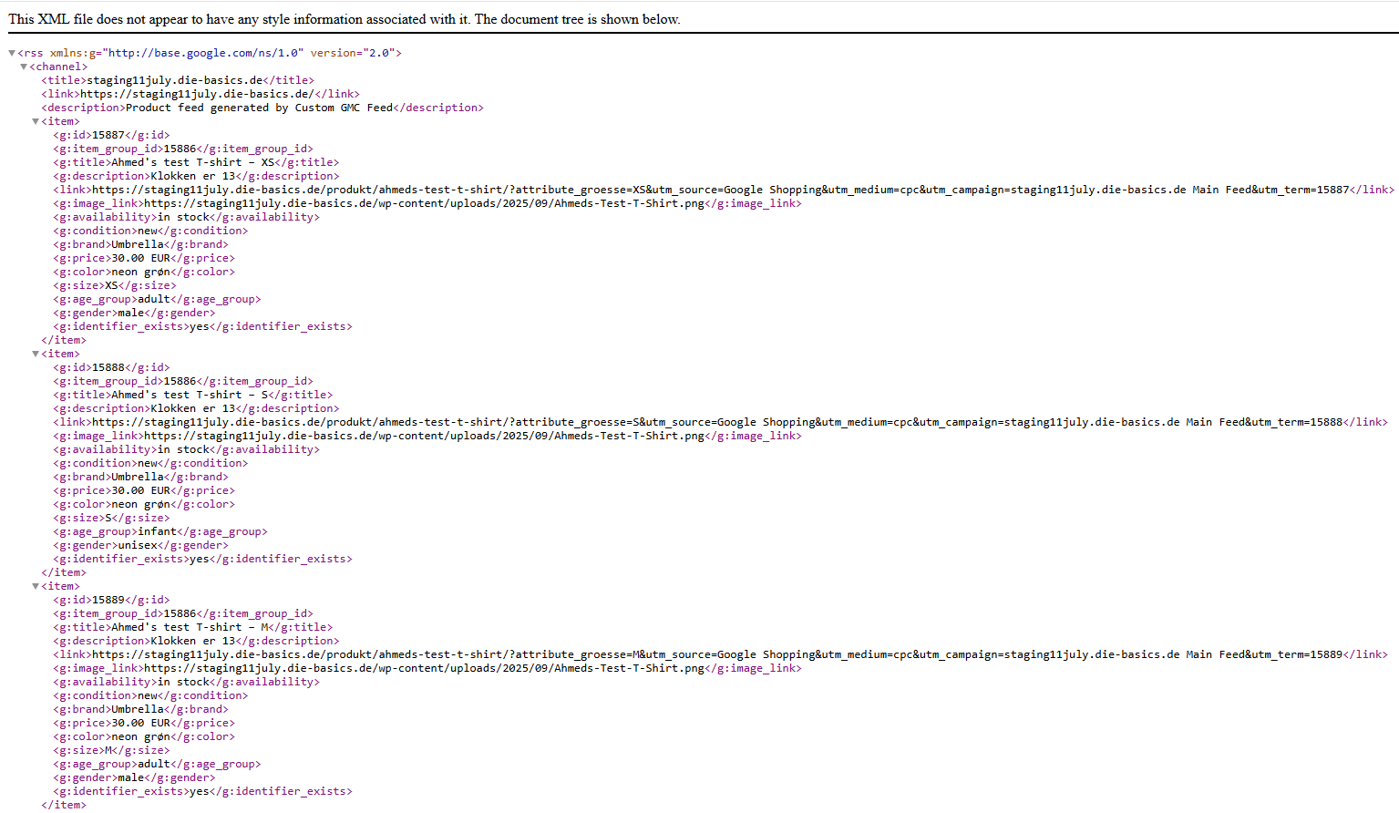 Example XML feed (GMC-compliant).
