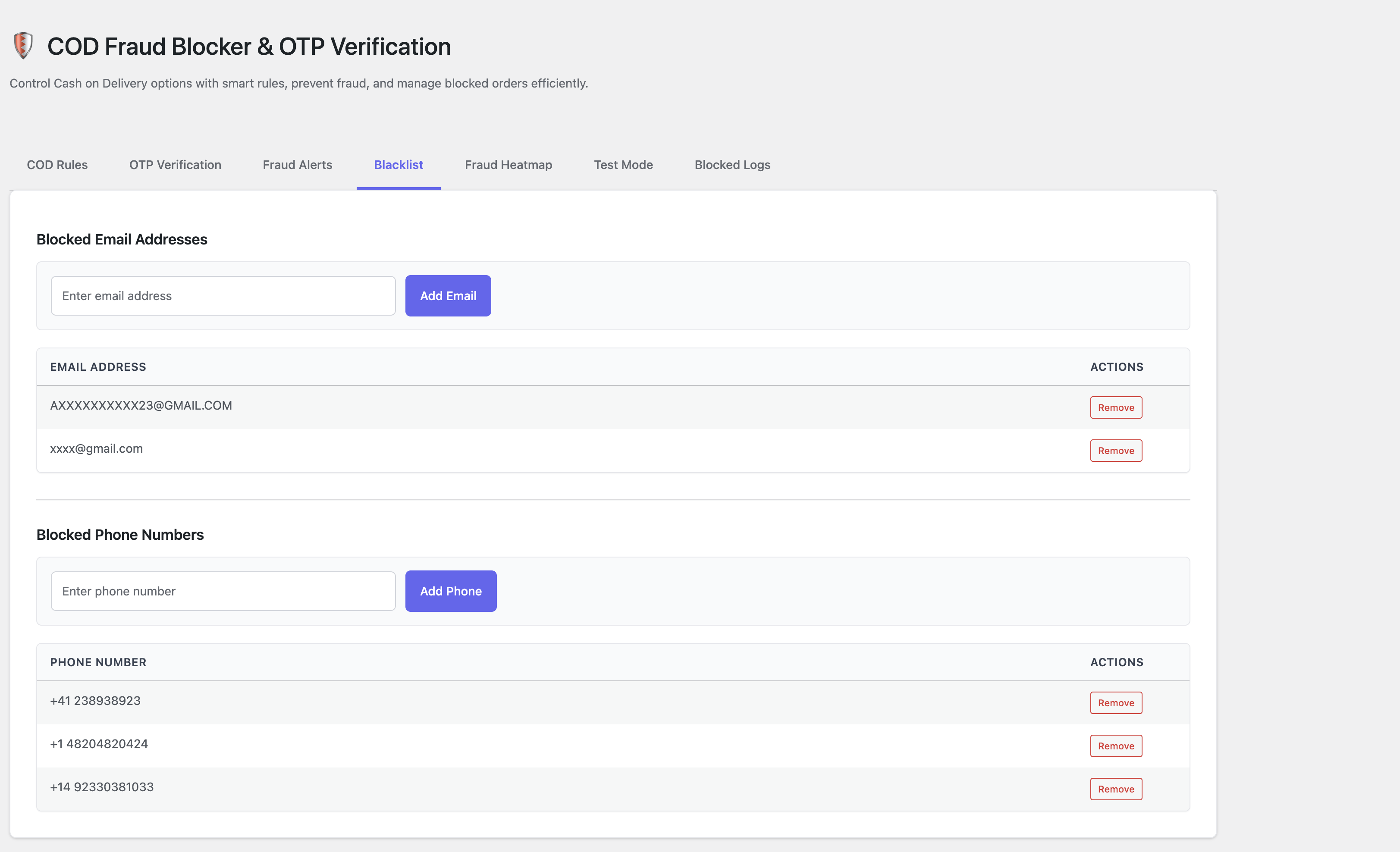 Test Simulator — per-rule results showing exactly what matched