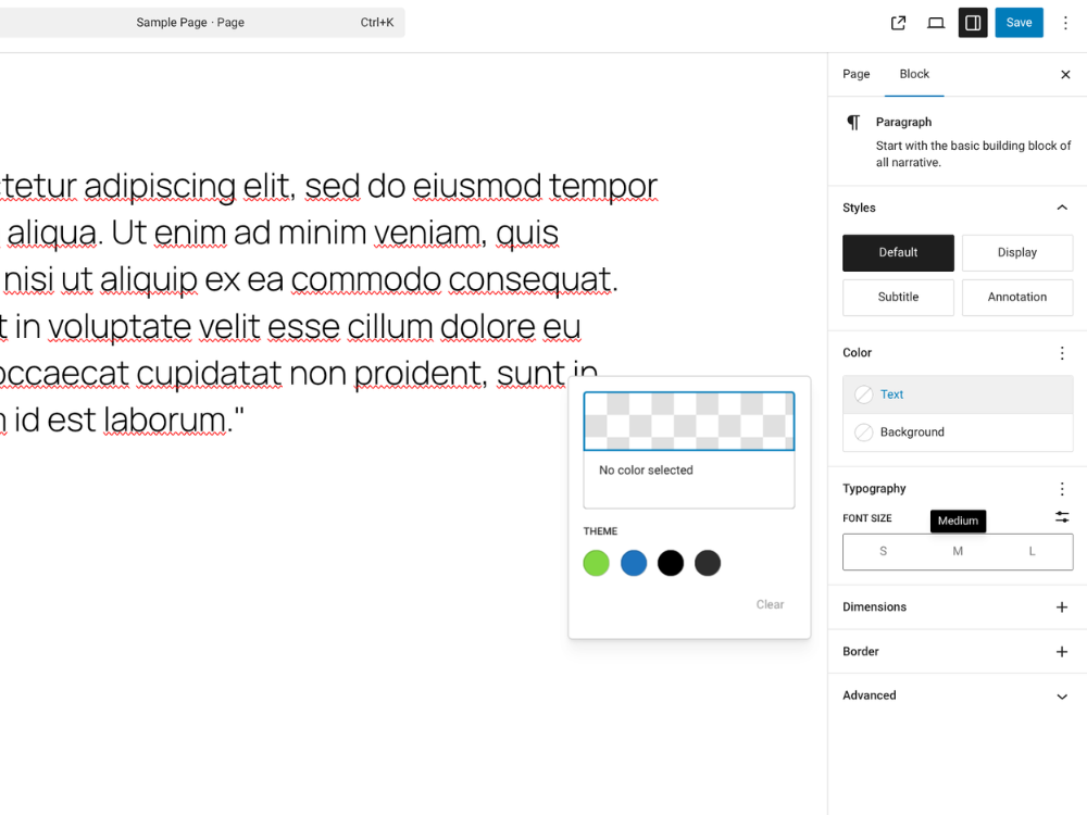 Typography scale with fluid clamp() support.