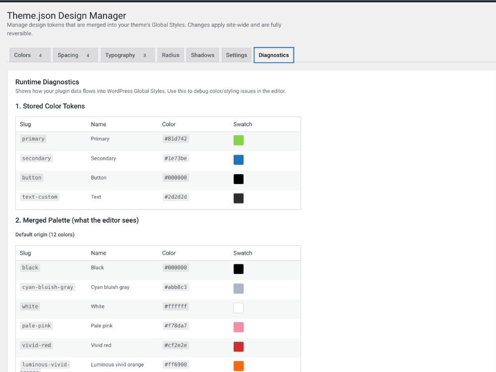 Shadow presets with live box-shadow previews.