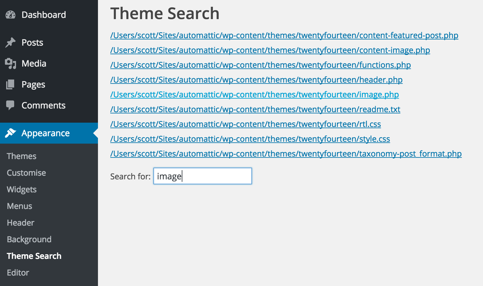 A list of files containing the string "twenty".