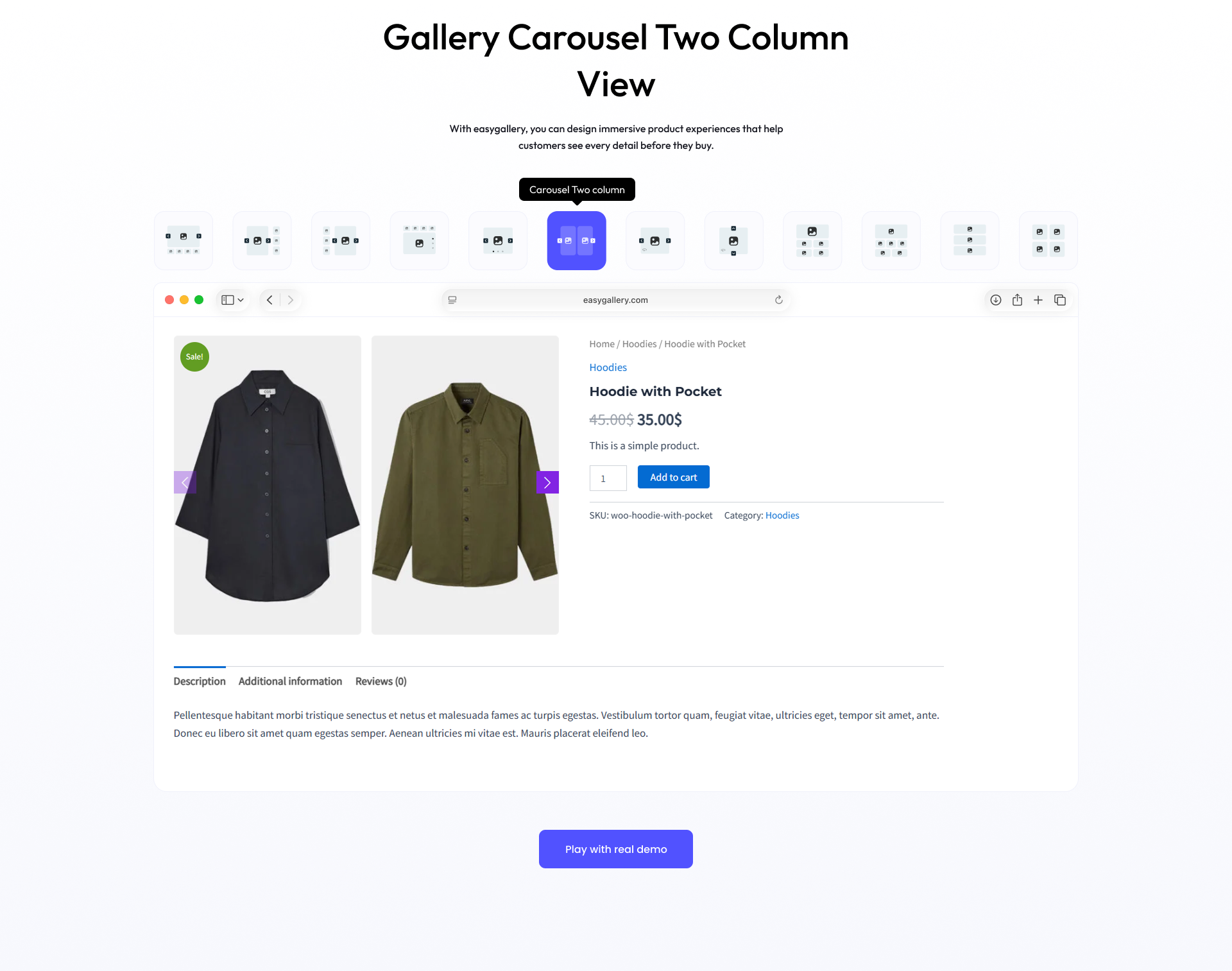 Product slider two column
