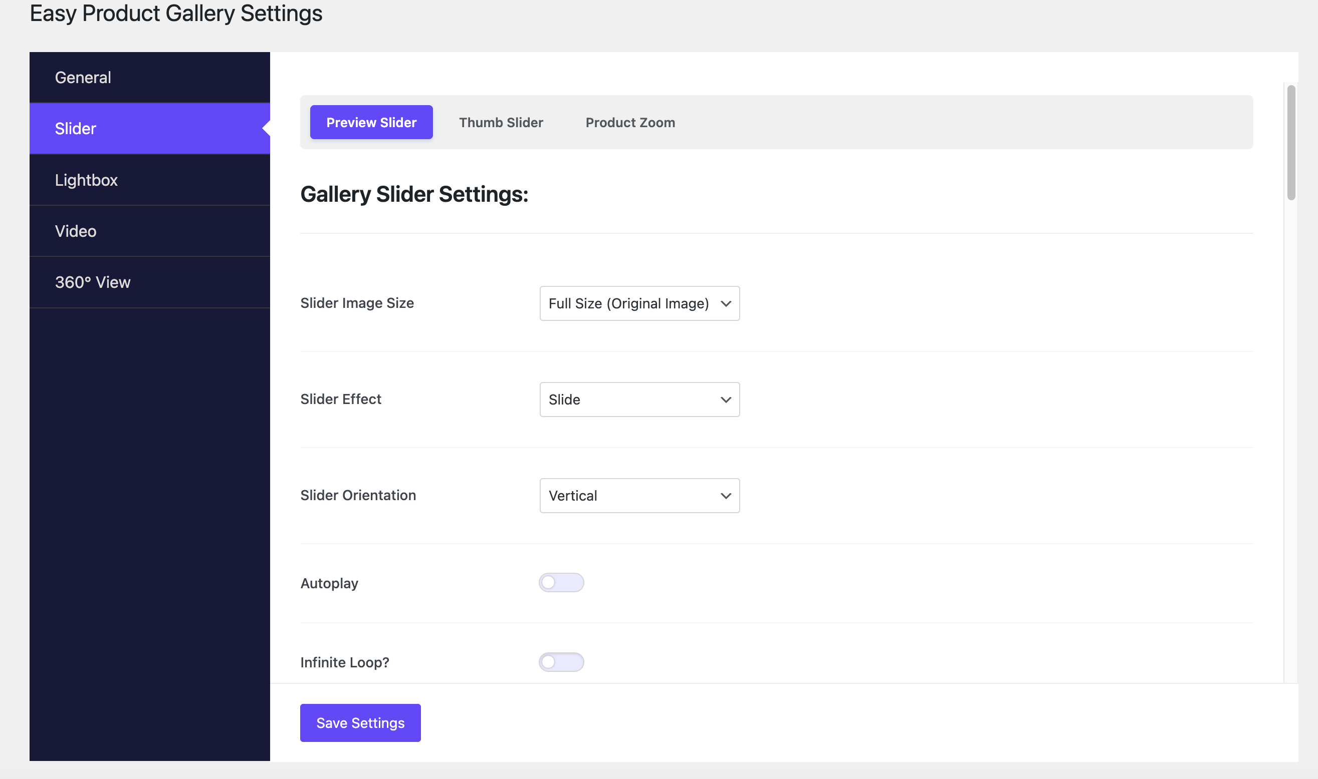 360 degree view Settings