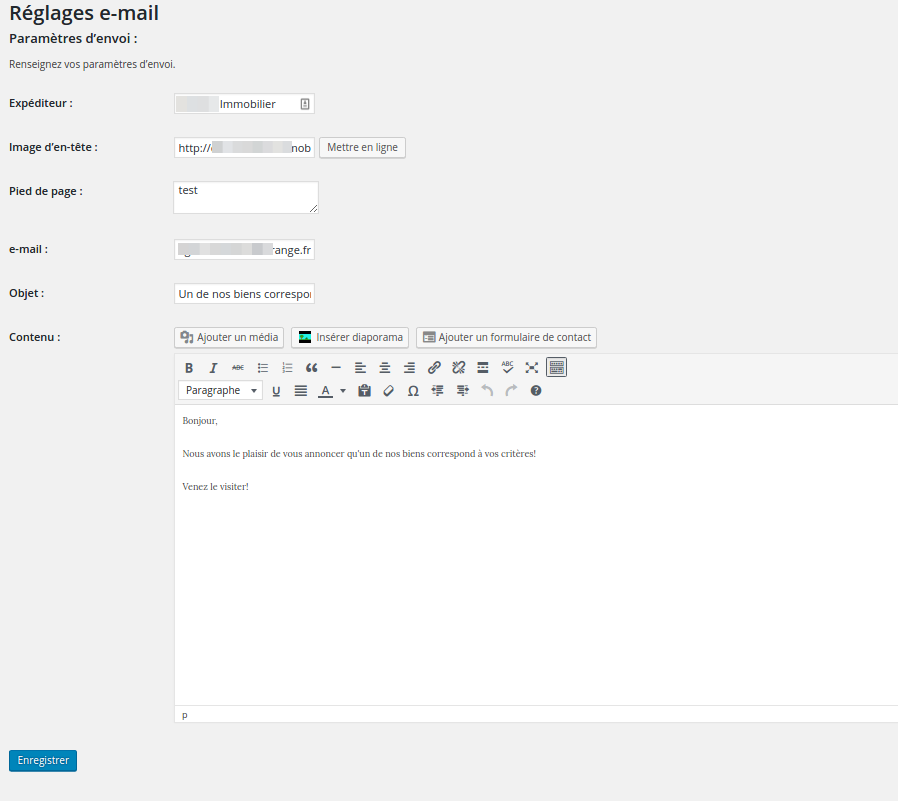 E-mail Options