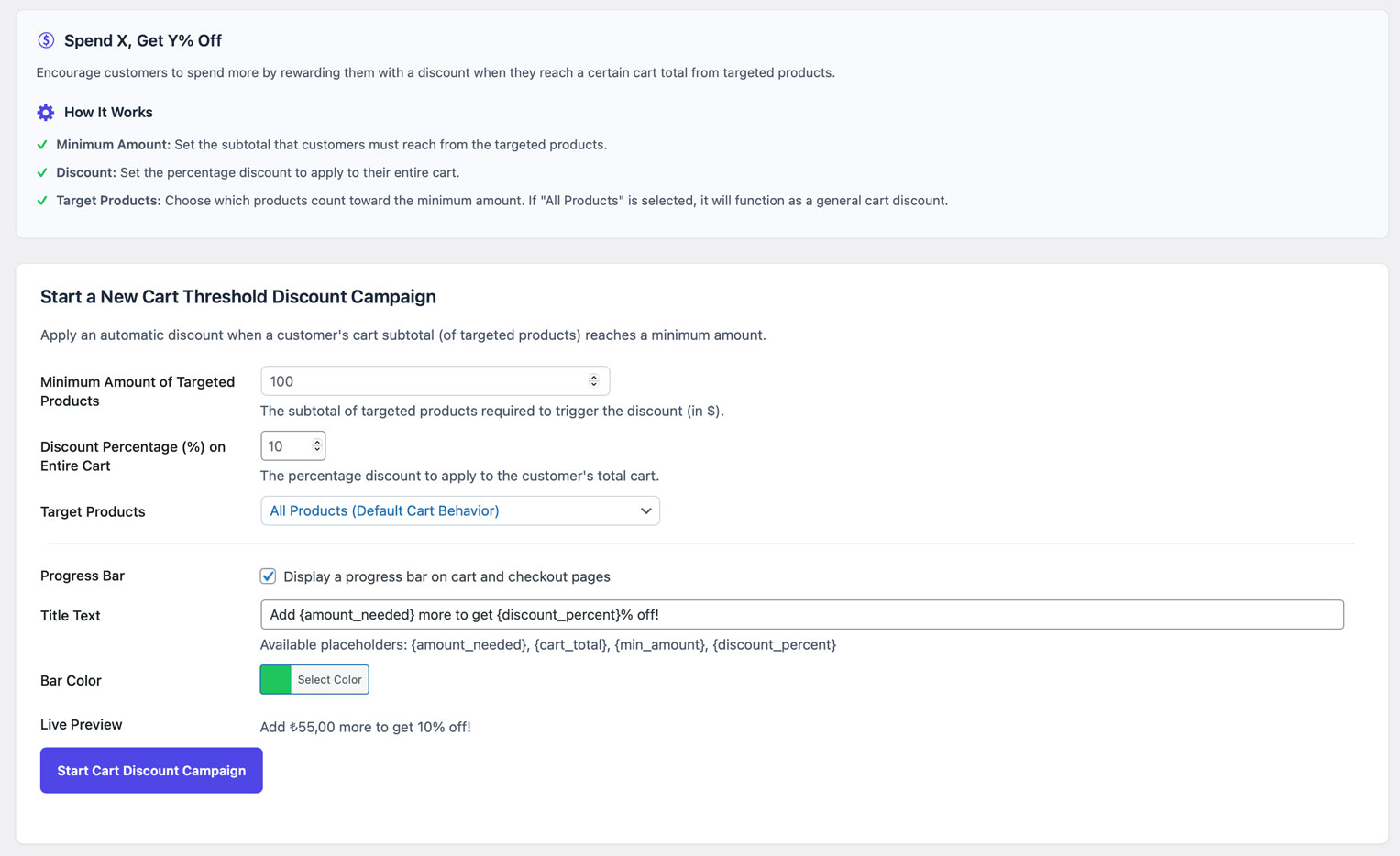 **Purchase History:** Automatically reward loyal customers based on their total lifetime spending (PRO).