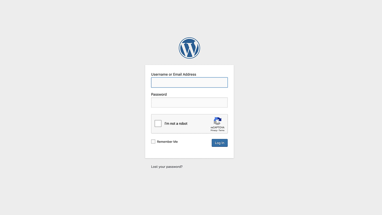 Example of the reCAPTCHA box on the WordPress login form.