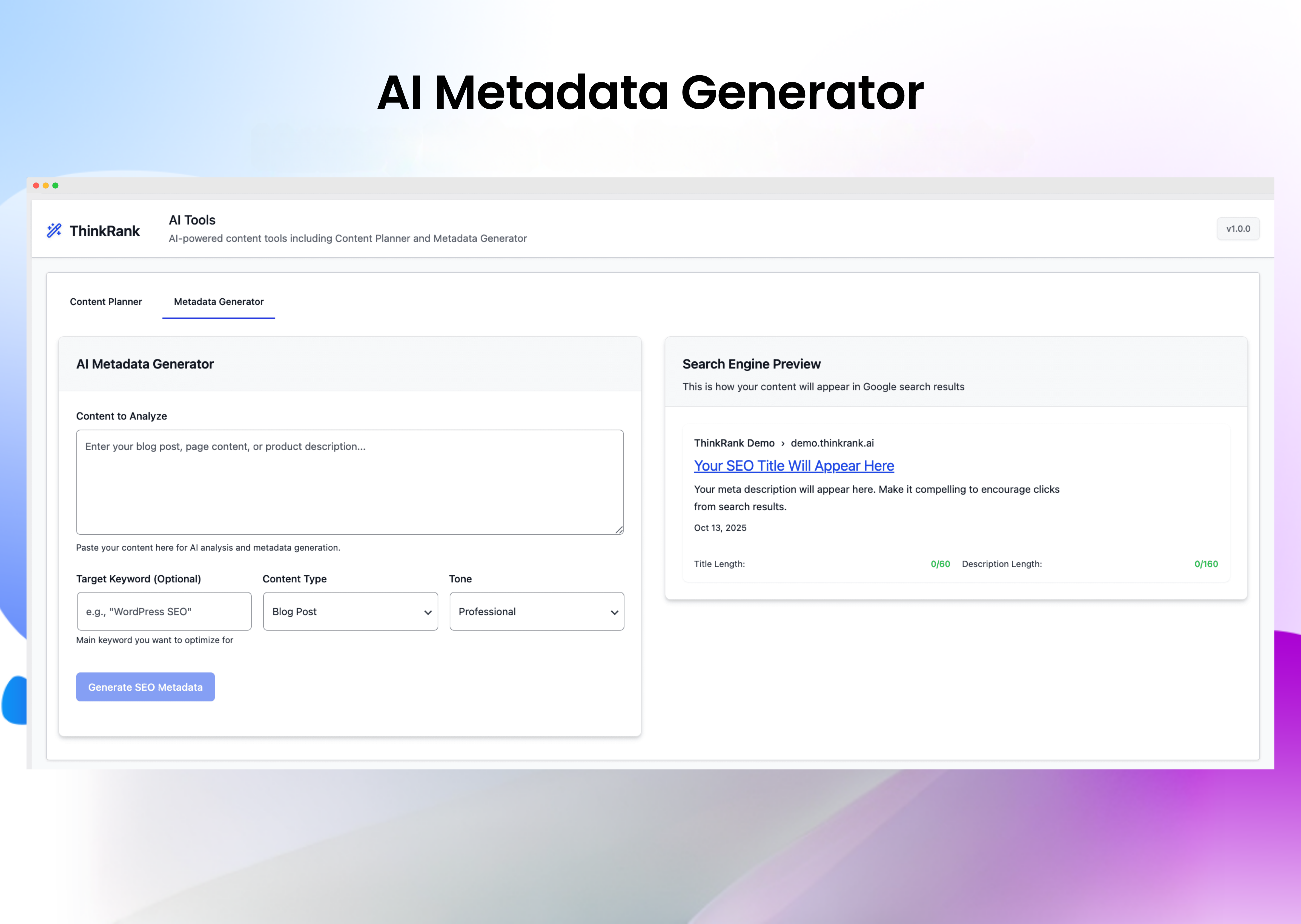 AI Metadata Generator