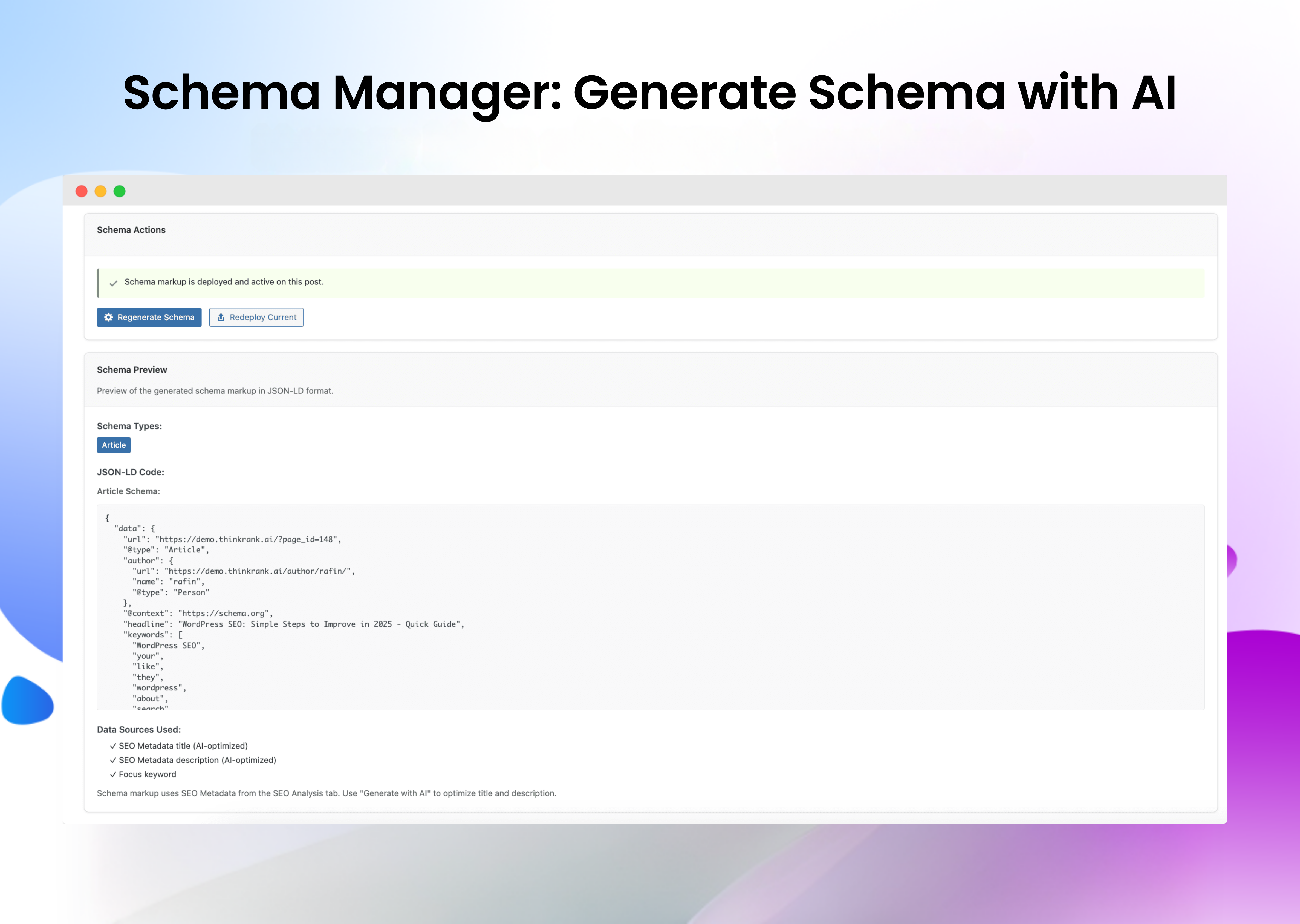 Schema Manager: Generate Schema with AI