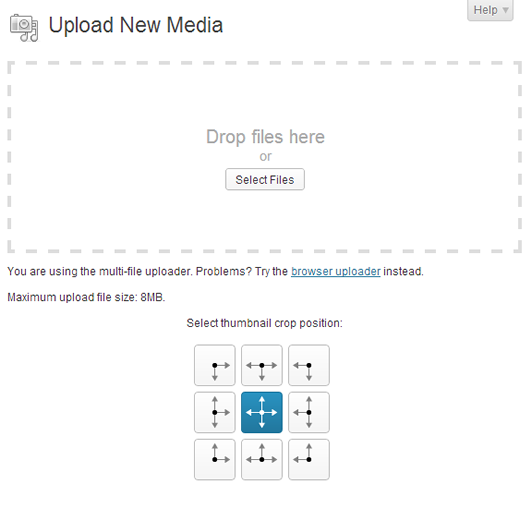 Thumbnail Crop Position in Upload Media page.