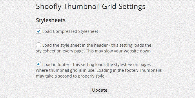 Settings page - Settings for the Thumbnail Grid can be found under the Settings Menu