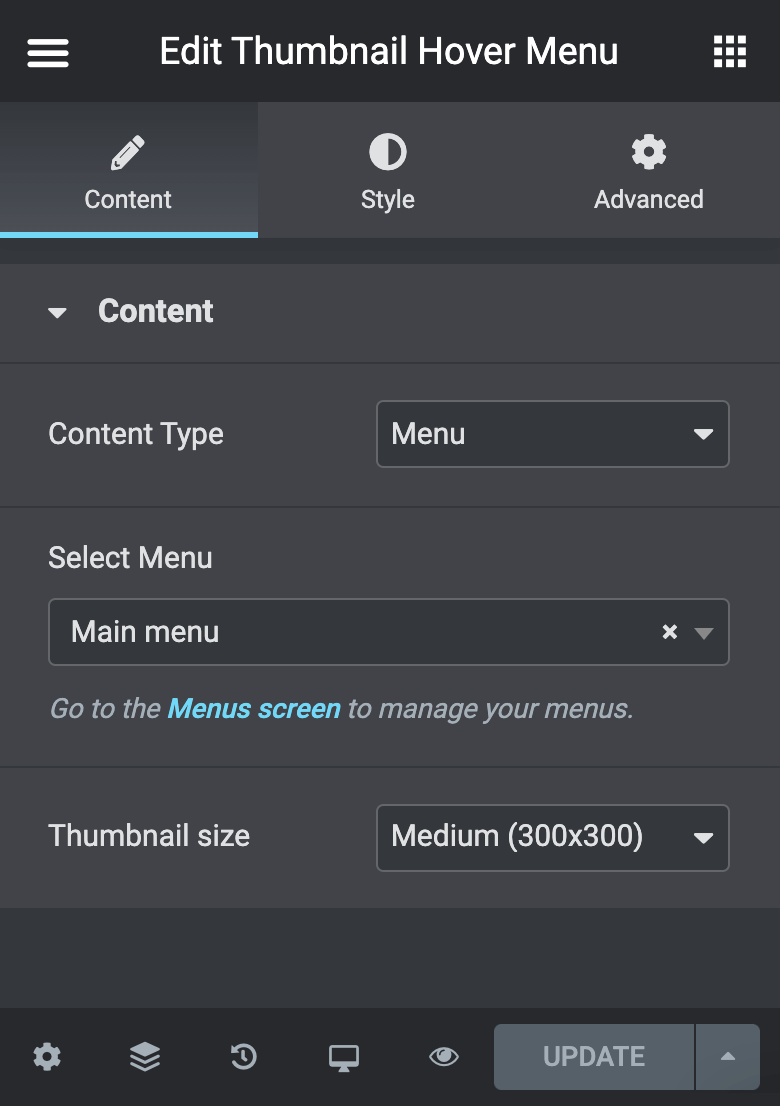A preview of the Content tab in the Elementor editor