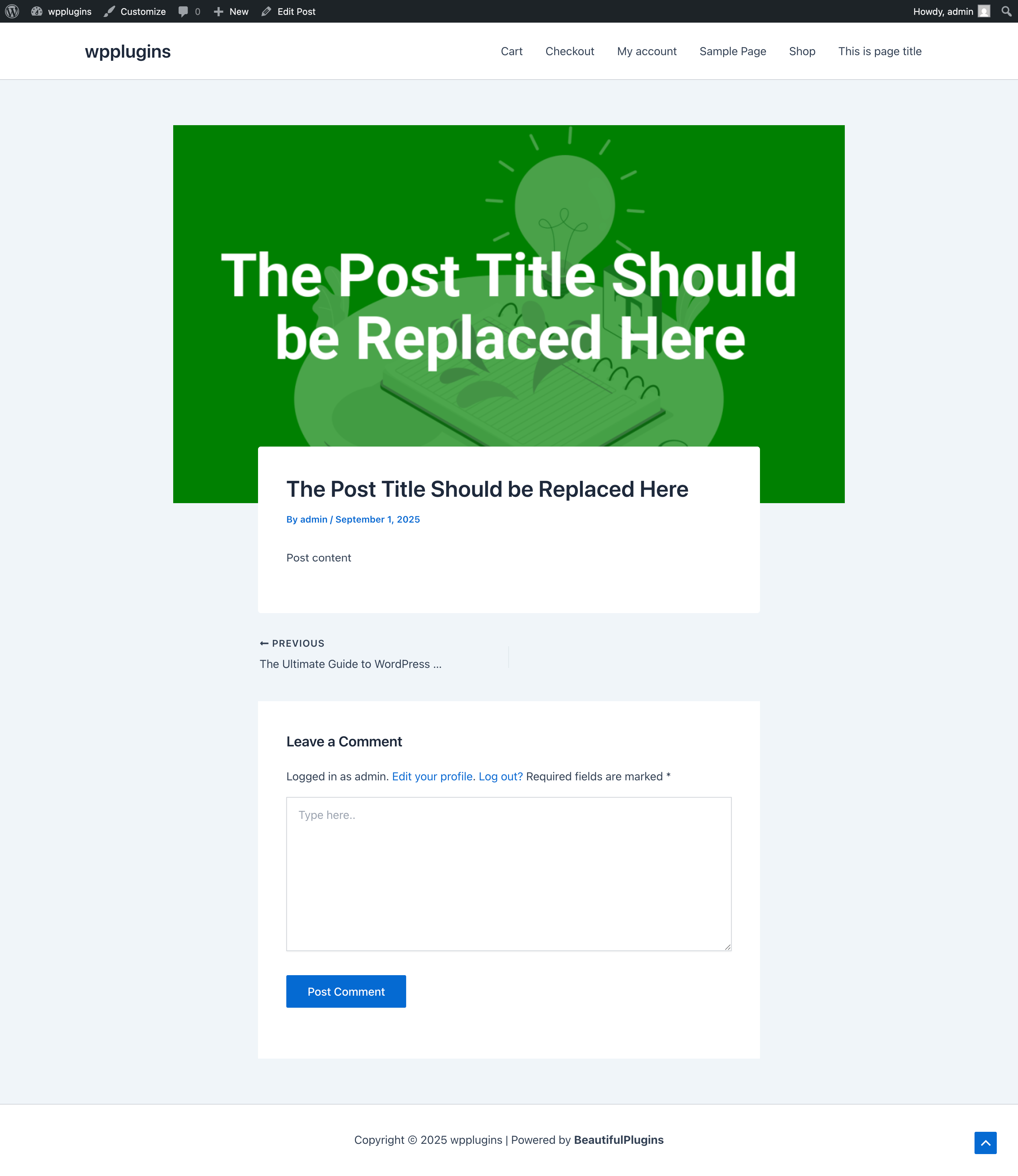 Visual preview of a blog post with the generated thumbnail image