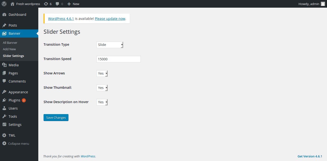 All setting are allow in slider setting section.