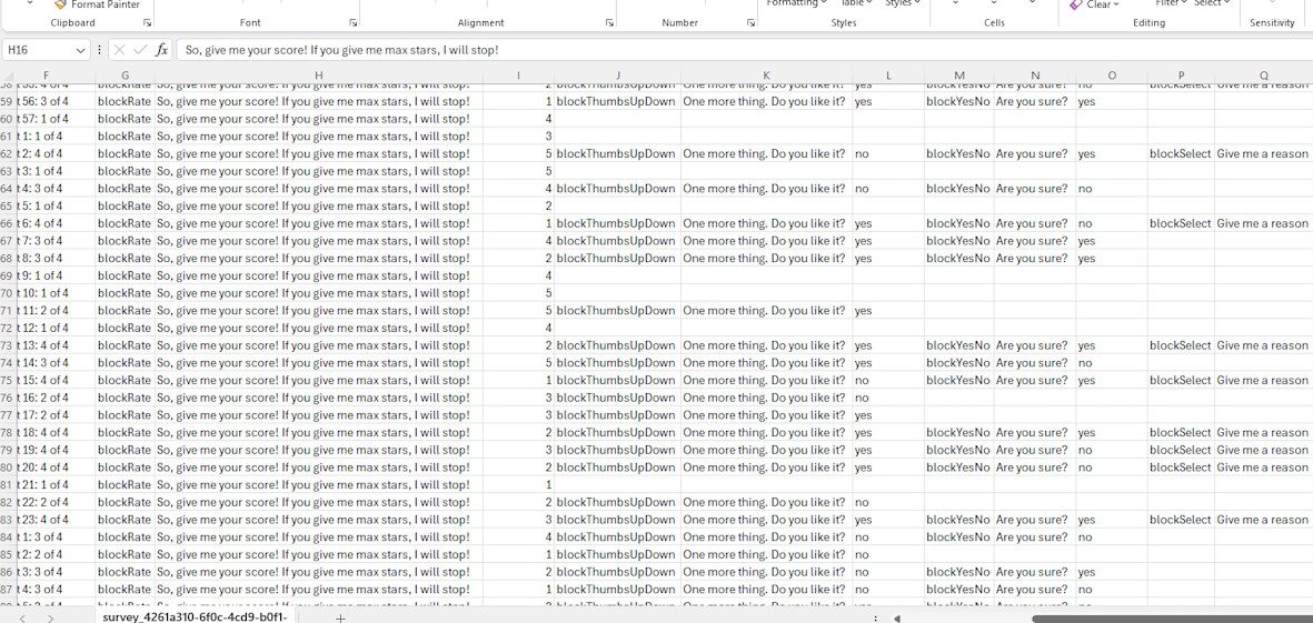 Export in CSV all the questions and answers