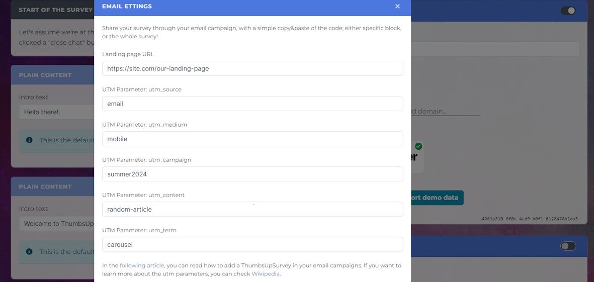 UTM params configuration for the newsletter snippets