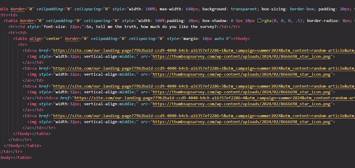 Email snippet sample code (5 stars rating)