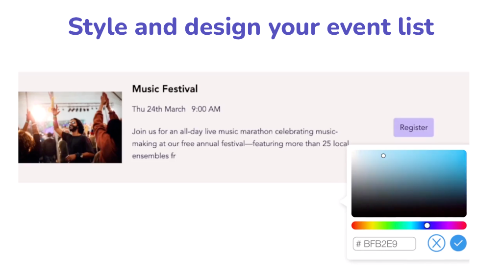 Make your event list fit in perfectly with the theme of your wordpress site