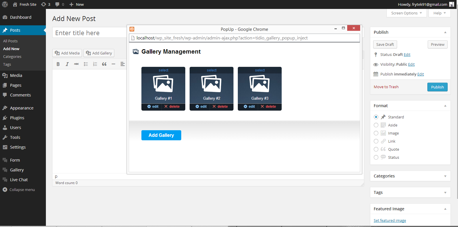 Adding gallery to page.