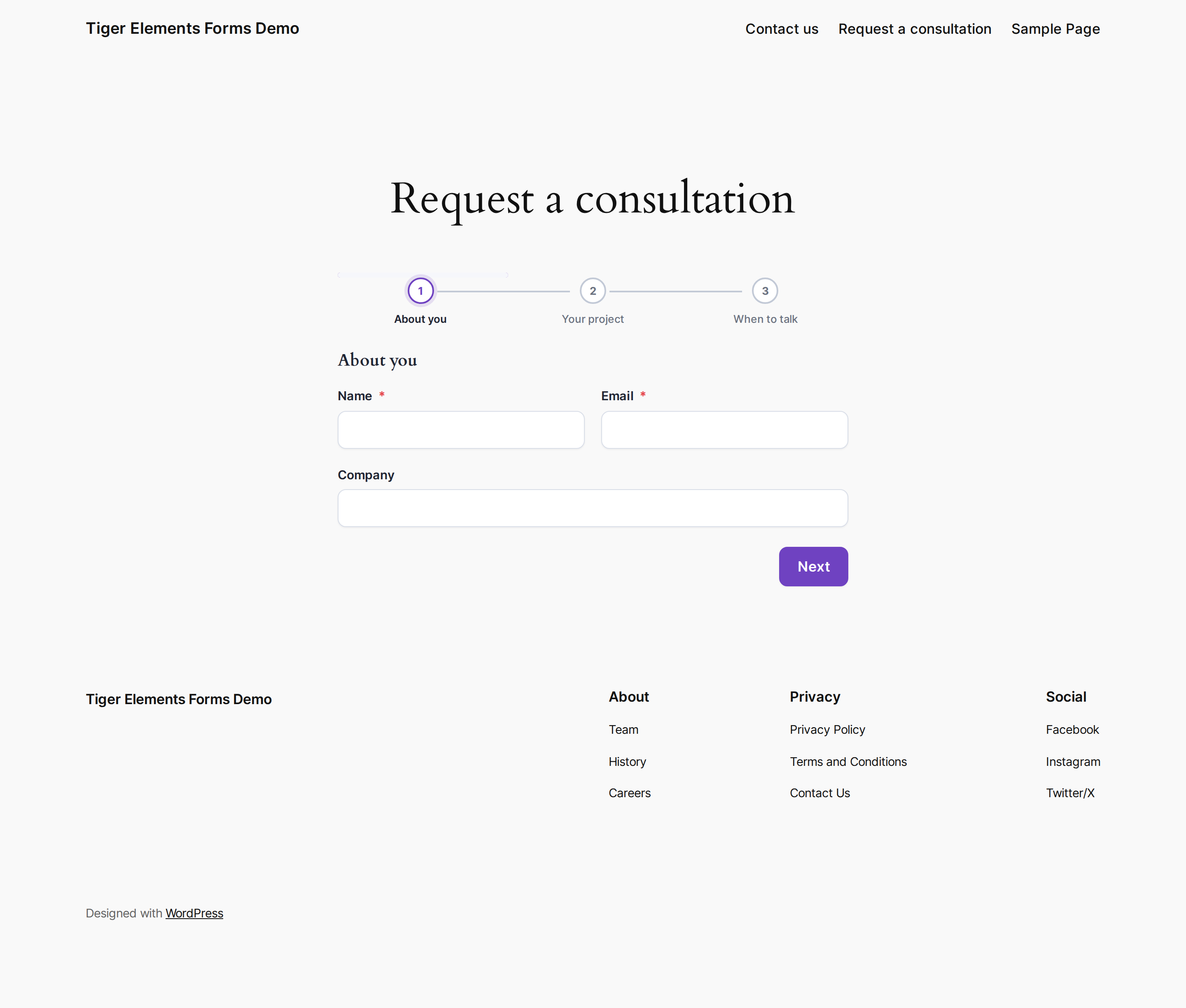 A published form on the front end.